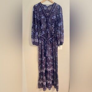 Celina Moon 100% Viscose Floral Full Length Maxi Dress with Purple & Blue Hues